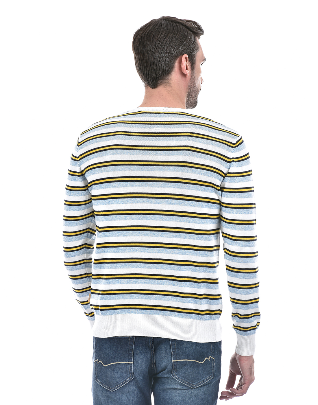 Numero Uno Men Striped White Sweater